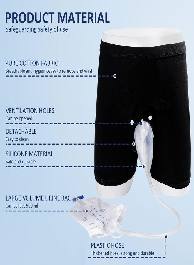lefeke Wearable Urine Bag Male Urinal Bag Incontinence Pants for Men, Reusable Portable Male Collection Bags Urinal System with Collection Bag Portable Leak Proof Leg Pee for Elder (L) - Image 2