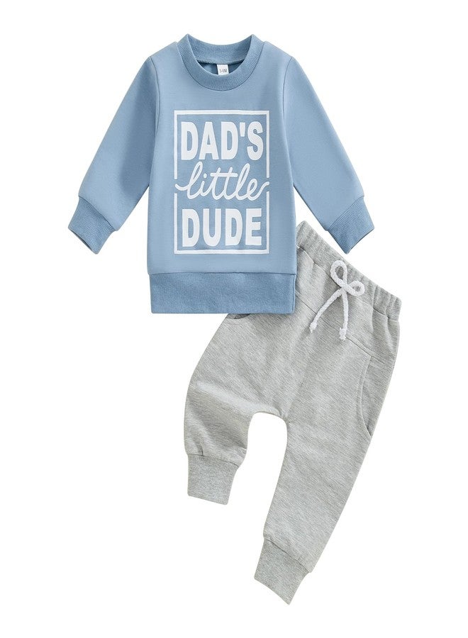 Brvxia Toddler Baby Boy Clothes Set Letter Print Long Sleeve Sweatshirt Pullover Casual Pants 2Pcs Winter Outfits (Blue, 2-3T) - Image 1