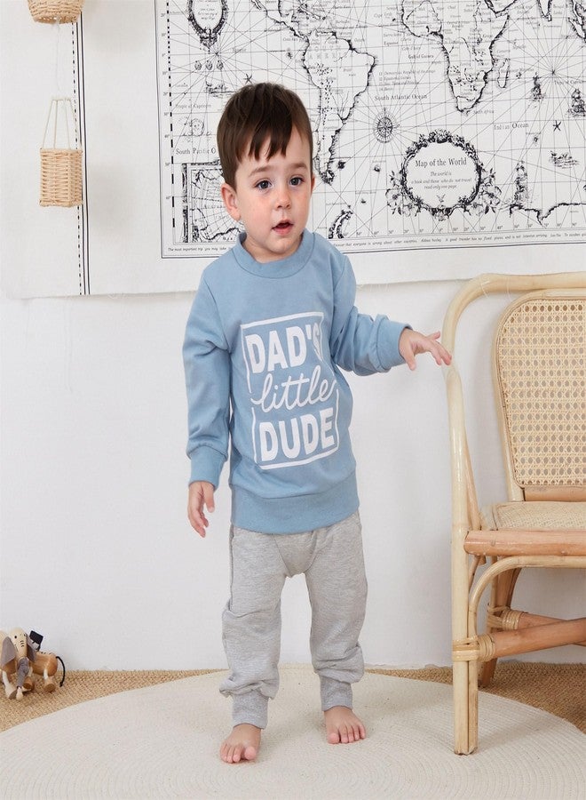 Brvxia Toddler Baby Boy Clothes Set Letter Print Long Sleeve Sweatshirt Pullover Casual Pants 2Pcs Winter Outfits (Blue, 2-3T) - Image 2