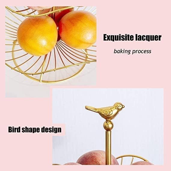 LANDTOM 3Tier Fruit Basket Stand Holder Decorative Iron Fruit Bowl Stand Metal Wire Fruit Holder Storage Trays Table Countertop Holder for Vegetables Bread Snack for Kitchen Home Use Gold Type C - Image 4
