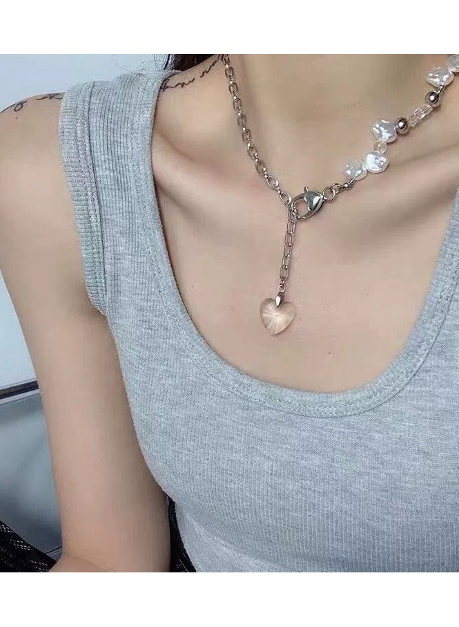 Goolsky Pearl Necklace for Women – Indie Hip-Hop Ethereal Collarbone Chain, Minimalist Cold Aesthetic Jewelry  - Image 2