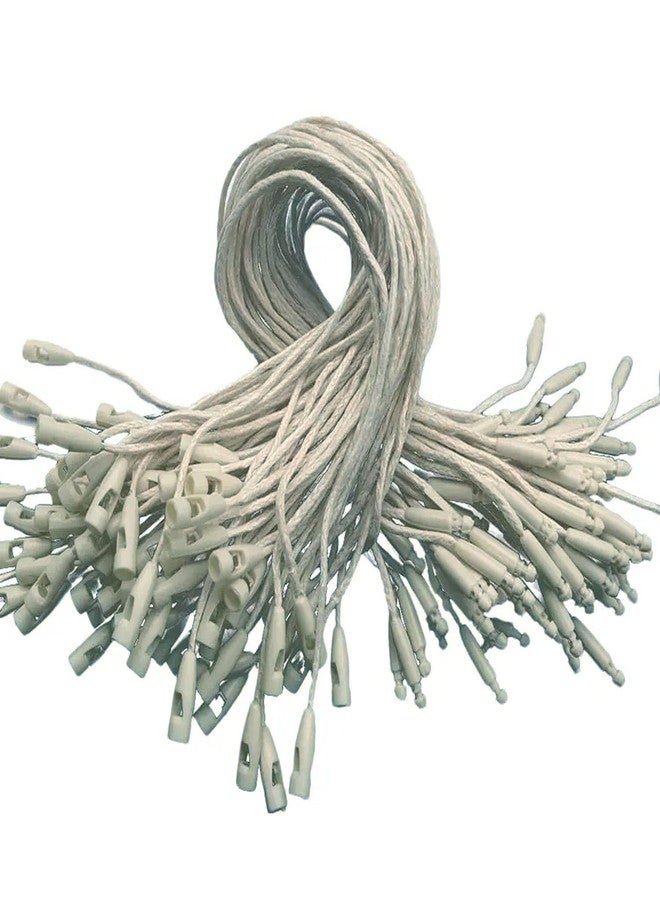 Aakriti Wax Hang Tag String Rope with Snap Lock Pin Loop Fastener Hook Ties for Clothes Gift Bags Price Tags Shoes Tag Rope for Belts Pocket Luggage Label Attachment (White Wax Tag, 600pcs) - Image 1