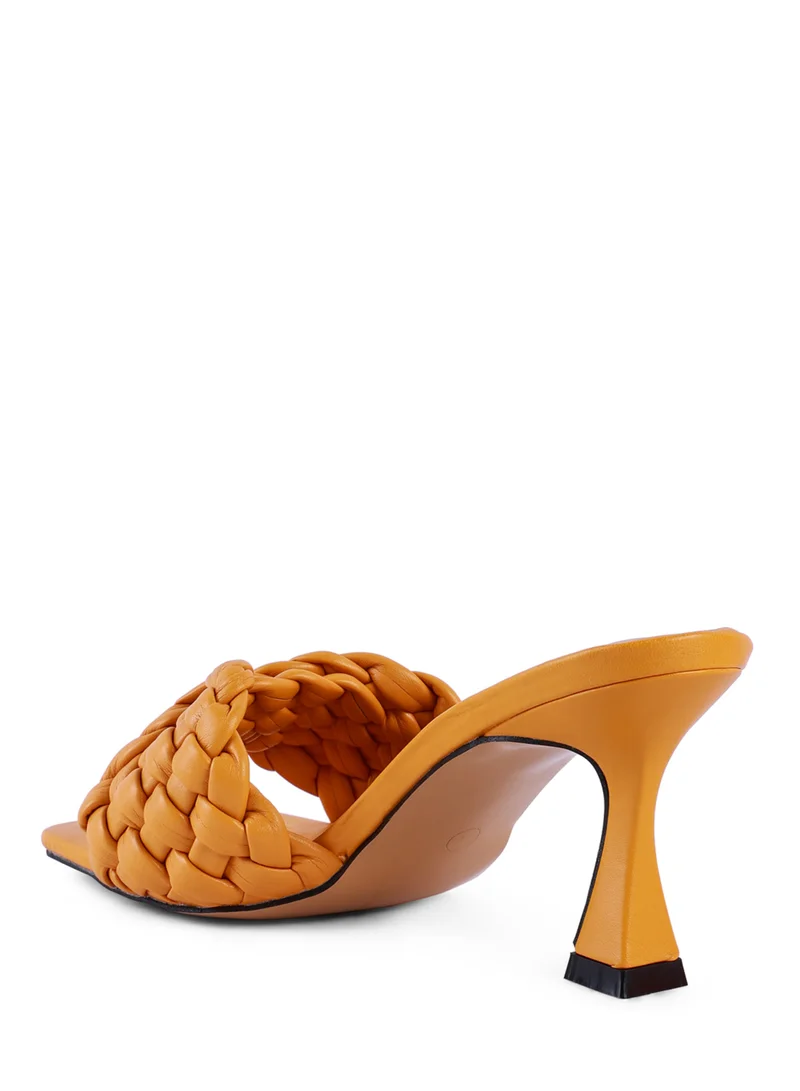 London Rag Woven Strap Mid Heel Sandals