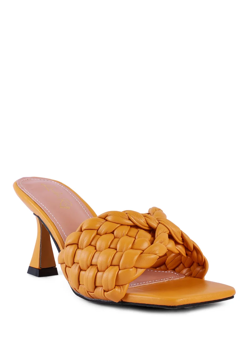 London Rag Woven Strap Mid Heel Sandals