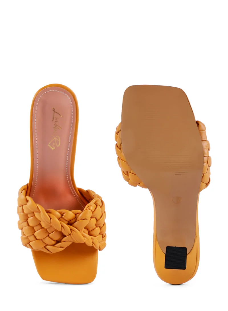 London Rag Woven Strap Mid Heel Sandals