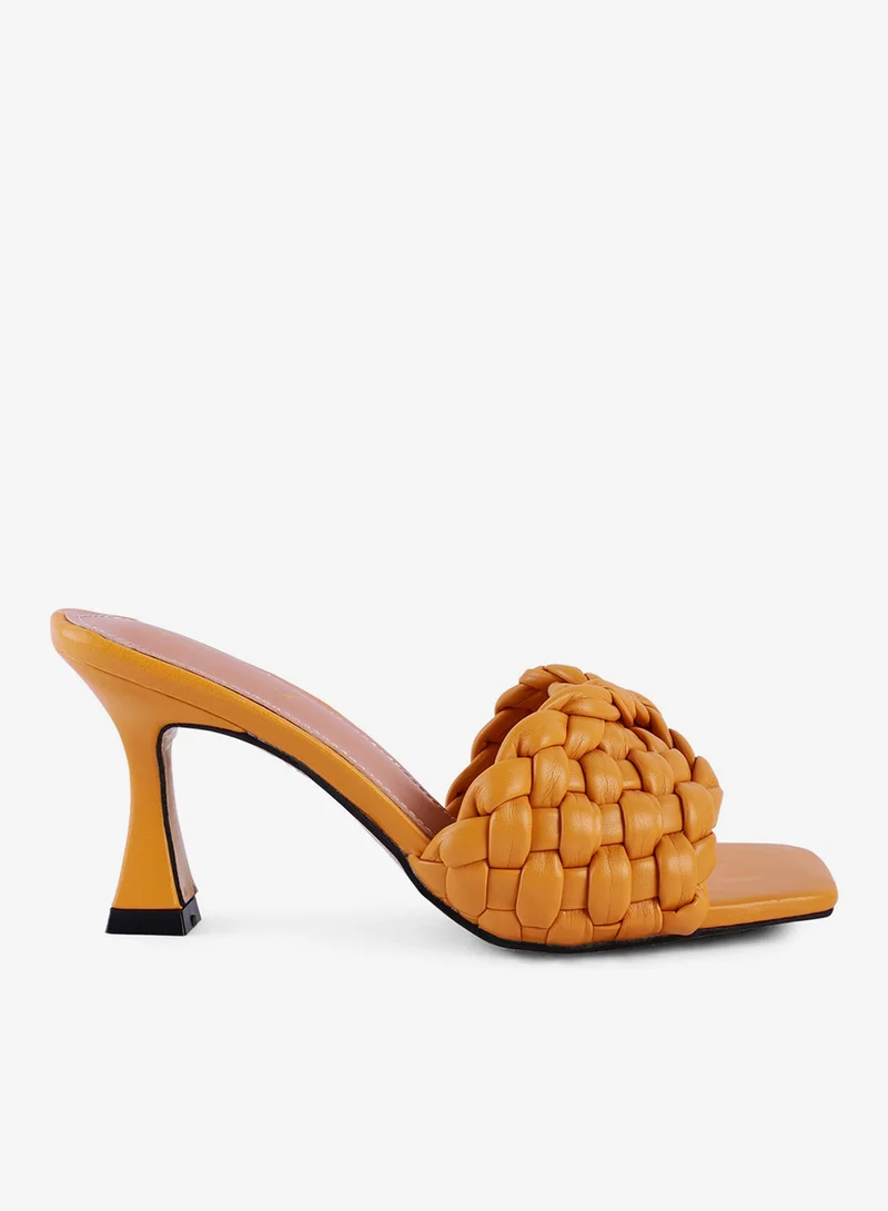 London Rag Woven Strap Mid Heel Sandals