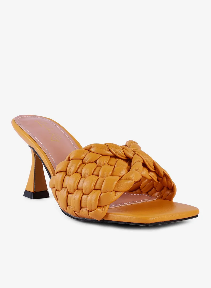 London Rag Woven Strap Mid Heel Sandals