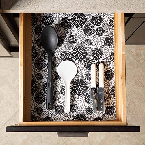 DII مجموعة بطانات الثلاجة والرفوف من DII غير لاصقة، قابلة للقص، قابلة للغسل في الغسالة، 12x20، داليا سوداء، 2 قطعة - Image 5