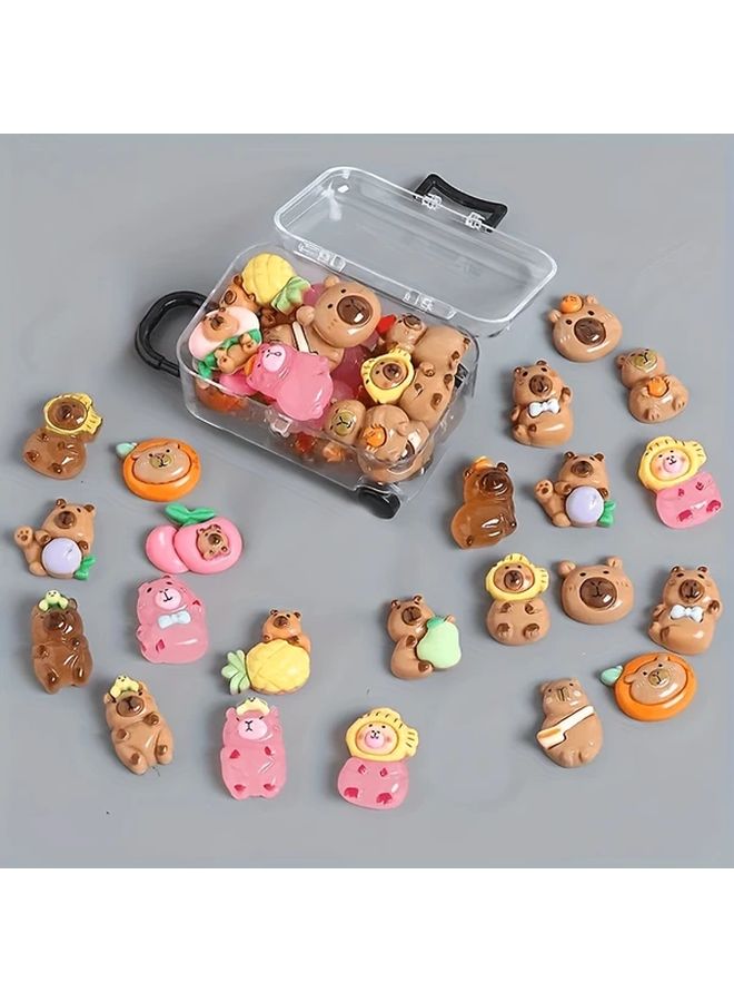 Colorful Glowing Cartoon Capybara Ornament DIY Kit 20 Mixed Capybaras With Suitcase - Image 4