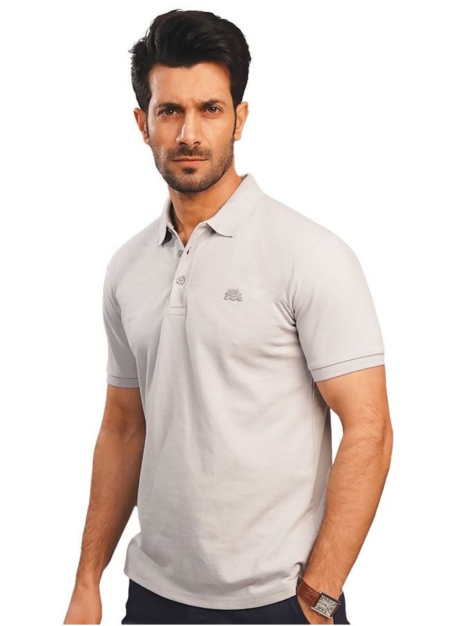 MENDEEZ - Mendeez Men’s Classic Basic Light Grey Cotton Regular Fit Polo Neck T Shirt Casual - Image 1