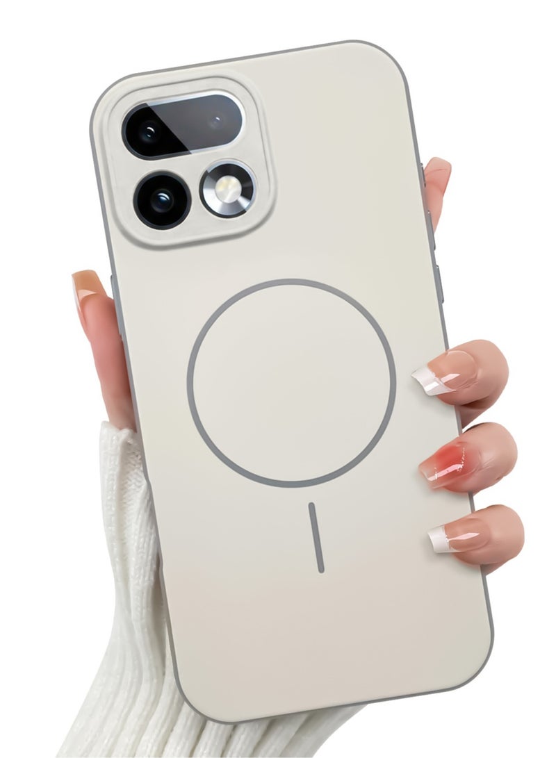 Hybrid Acrylic Protective Case For Realme 16 Pro+ Plus – Hard Clear Back with Silicone Bumper & Trendy Ring Design – White