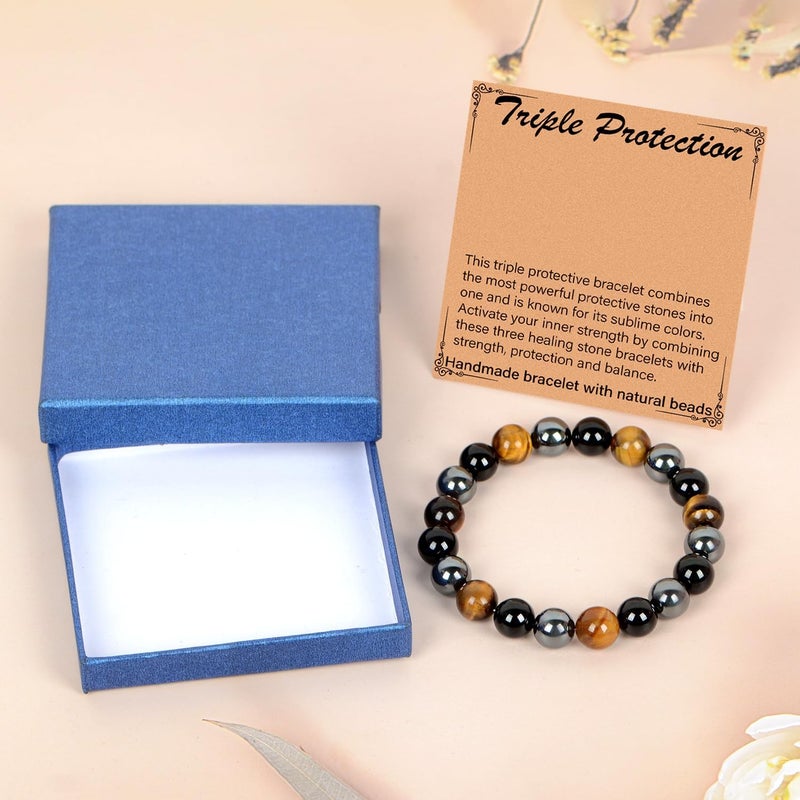 LPBeads أساور مرنة يدوية من حبات الأحجار الكريمة الطبيعية من ، خرز دائري من البلورات العلاجية، هدايا مجوهرات للنساء والرجال - Image 2