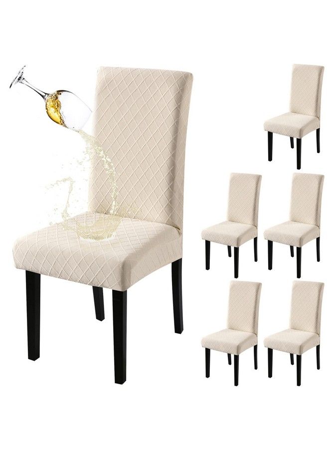 Fuloon Waterproof Dining Chair Covers Parsons Chair Slipcover Super Fit Stretch Kitchen Chairs Slipcovers Removable Washable Chairs Seat Slipcover For Dining Room Kitchen Banquet (6 Pack Beige) - Image 1