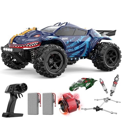 DEERC 9308E 116 Fast RC Cars for Boys Age 812 RC Monster Truck 40 KPHAll Terrain 4WD High Speed Dinosaur Truck 2 Car Shell24Ghz OffRoad Remote Control Cars with 2 Batteries Toy Gift for Kids - Image 1