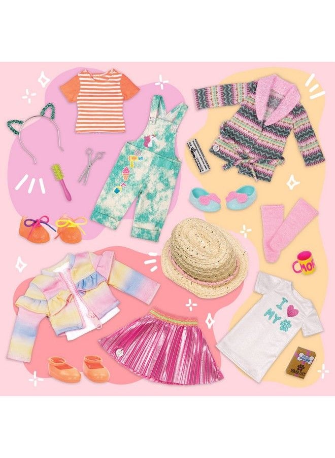 Glitter Girls - 14Inch Doll Style Bundle 3 Fashion Outfits Rainbow Jacket Catears Sweater Dress Clothes & Accessories Gg Fashion Pack 3 Years + - Image 1
