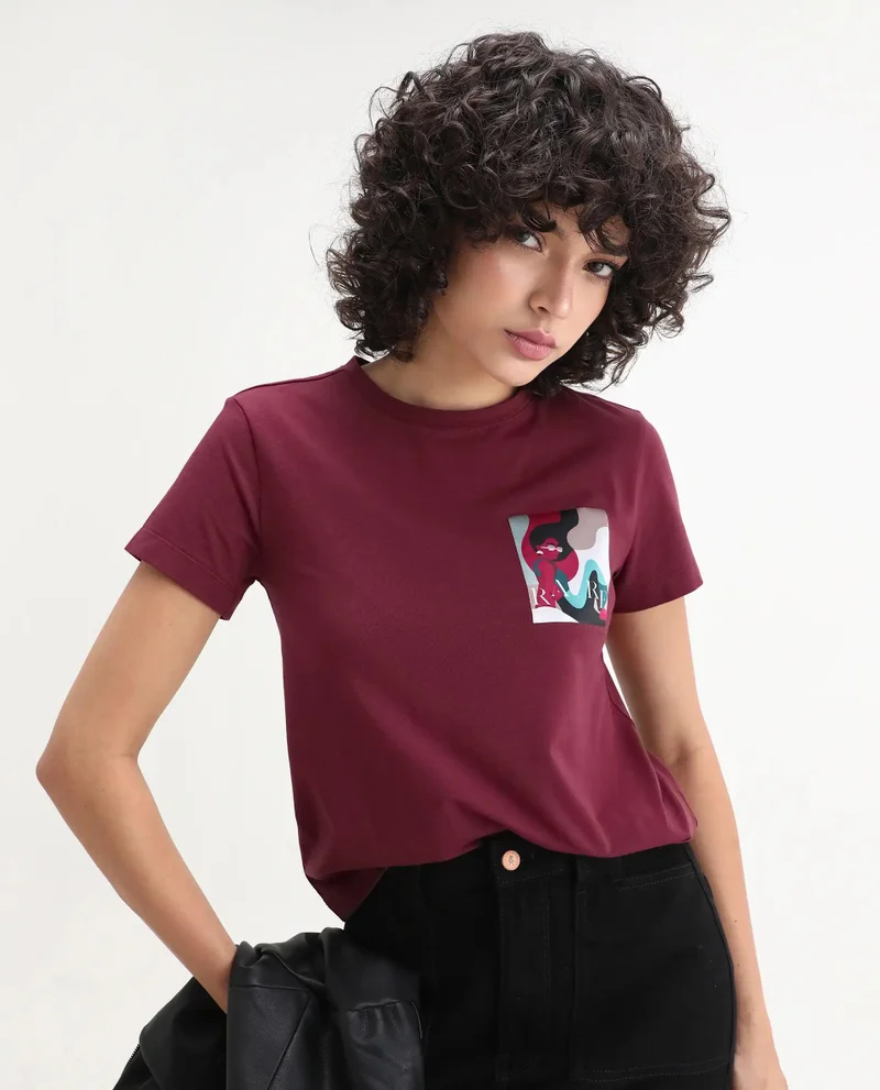 Rareism Women's Satin Printed Woman T-Shirt