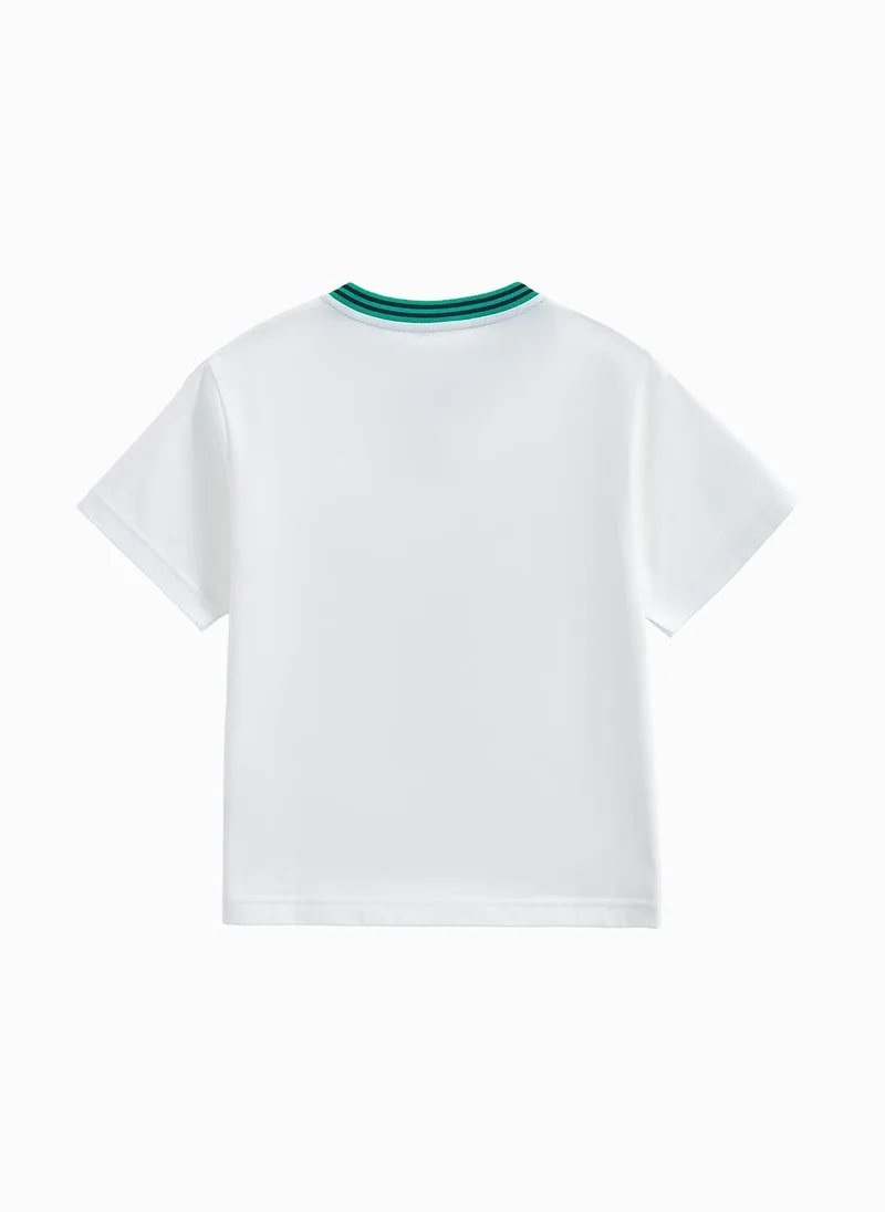بالابالا Kids Boy Round V-Neck Short-Sleeved T-Shirt