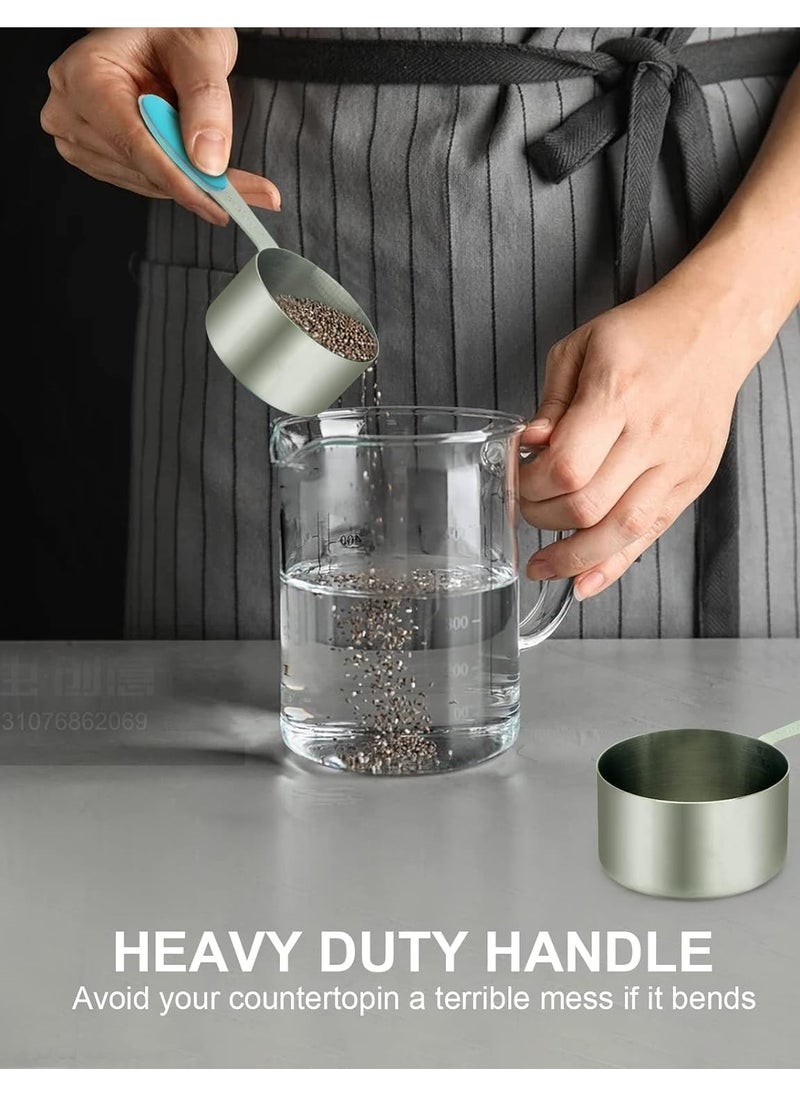 LIMOS Measuring Cups and Spoons Set - 10-Piece Stainless Steel - Stackable, Silicone Grip Handles - For Dry and Liquid Ingredients in Cooking or Baking  - Image 4