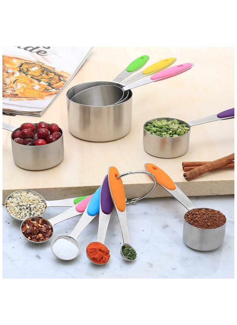 LIMOS Measuring Cups and Spoons Set - 10-Piece Stainless Steel - Stackable, Silicone Grip Handles - For Dry and Liquid Ingredients in Cooking or Baking  - Image 5