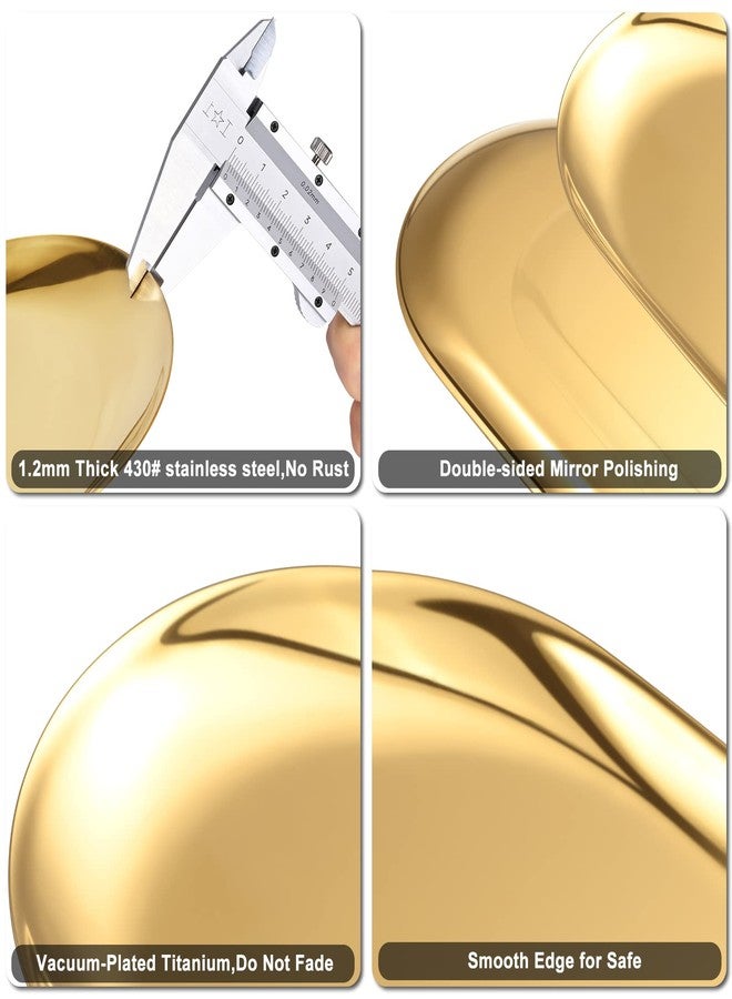 luvtree Set of 2 Golden Oval Stainless Steel Tray - Mini Coffee Table Tray for Jewelry, Cosmetics & Candles | Vacuum Coating - No Fading, No Discoloration - Image 3