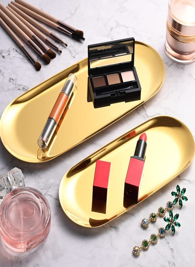 luvtree Set of 2 Golden Oval Stainless Steel Tray - Mini Coffee Table Tray for Jewelry, Cosmetics & Candles | Vacuum Coating - No Fading, No Discoloration - Image 5