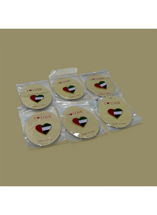 clooudiss 6 Pieces Brooch/Logo/Magnetic Badge - UAE Flag heart shape - UAE National Day 54 - Image 1