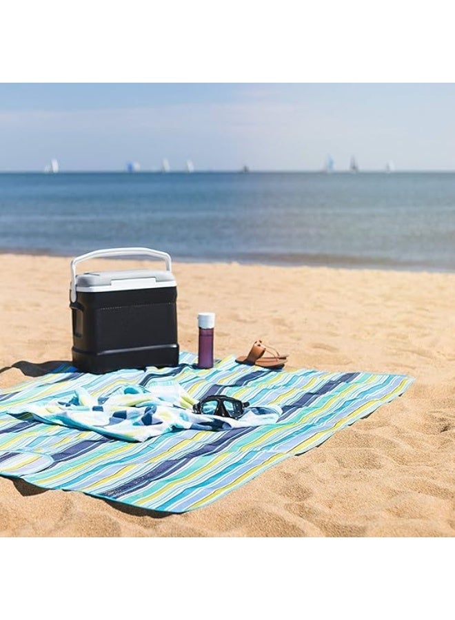 Waterproof Foldable Outdoor Camping Mat Widen Picnic Mat Plaid Beach Blanket Baby Multiplayer Tourist Mat-Blue Stripes - Image 5