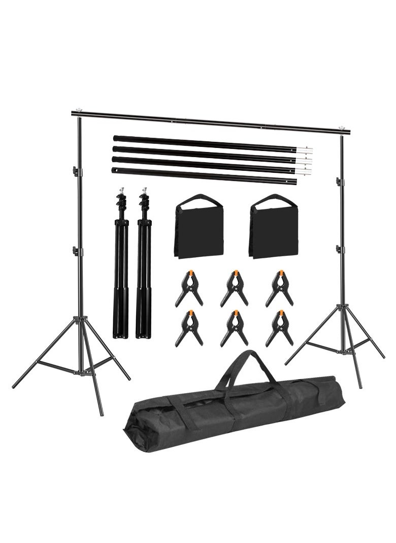 Glanfen Backdrop Stand (2x3m), Adjustable Photo Studio Backdrop Stand Support Kit Background Stand with 6 Backdrop Clamps,4 Sandbags and Carrying Bag for Portrait Product Photography  - Image 1