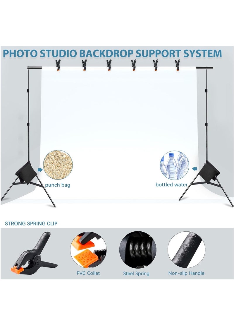 Glanfen Backdrop Stand (2x3m), Adjustable Photo Studio Backdrop Stand Support Kit Background Stand with 6 Backdrop Clamps,4 Sandbags and Carrying Bag for Portrait Product Photography  - Image 4