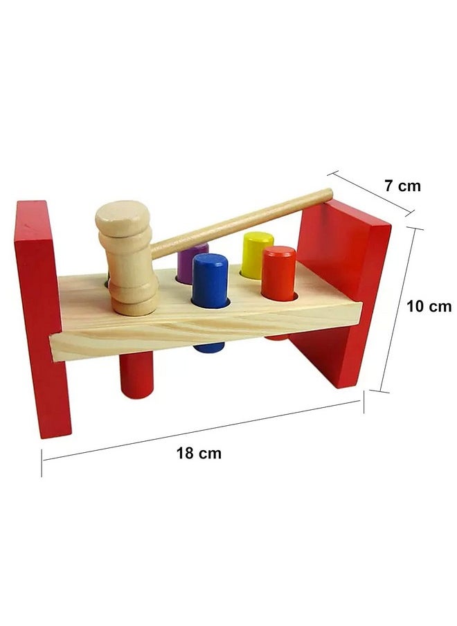 Smartcraft Wooden Hammer And Peg Toy, Pounding Bench Wooden Toy With Mallet For Toddlers Kids | Montessori Toys For Early Education For Kids/Toddlers (Multicolor)  - Image 3
