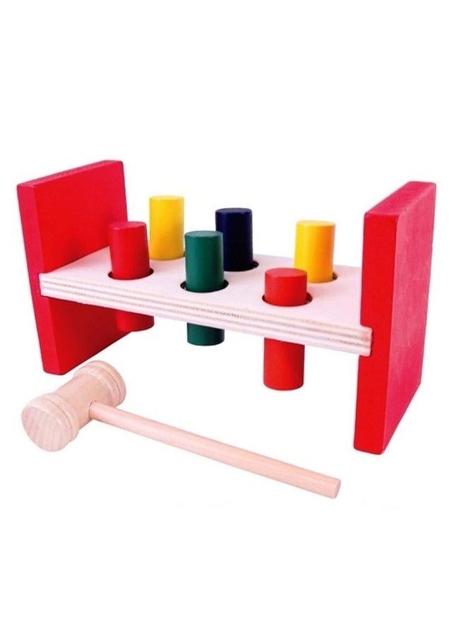 Smartcraft Wooden Hammer And Peg Toy, Pounding Bench Wooden Toy With Mallet For Toddlers Kids | Montessori Toys For Early Education For Kids/Toddlers (Multicolor)  - Image 1