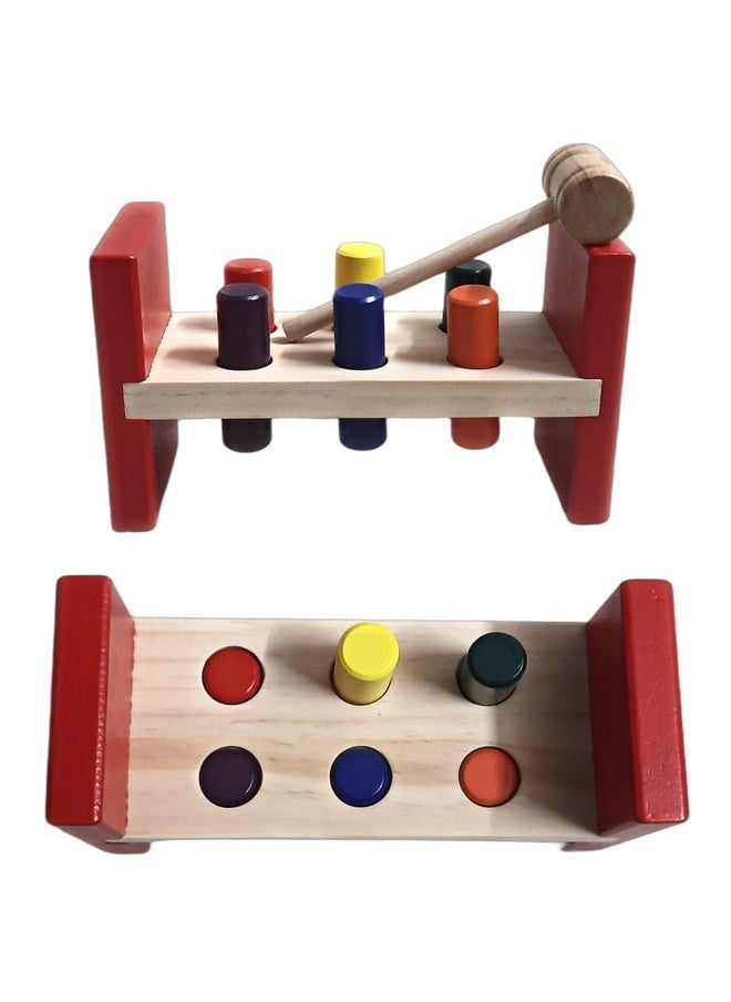 Smartcraft Wooden Hammer And Peg Toy, Pounding Bench Wooden Toy With Mallet For Toddlers Kids | Montessori Toys For Early Education For Kids/Toddlers (Multicolor)  - Image 5
