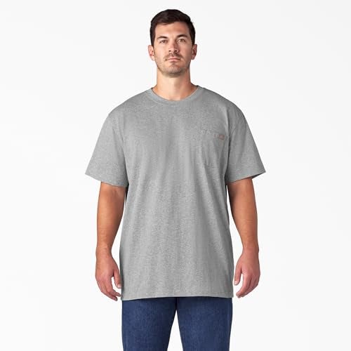 Dickies تي شيرت ديكيز للرجال بأكمام قصيرة من القطن الثقيل، رمادي فاتح، صغير - Image 5