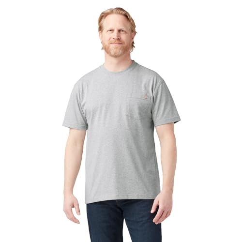Dickies تي شيرت ديكيز للرجال بأكمام قصيرة من القطن الثقيل، رمادي فاتح، صغير - Image 1