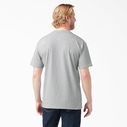 Dickies تي شيرت ديكيز للرجال بأكمام قصيرة من القطن الثقيل، رمادي فاتح، صغير - Image 2