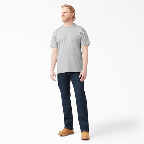 Dickies تي شيرت ديكيز للرجال بأكمام قصيرة من القطن الثقيل، رمادي فاتح، صغير - Image 3