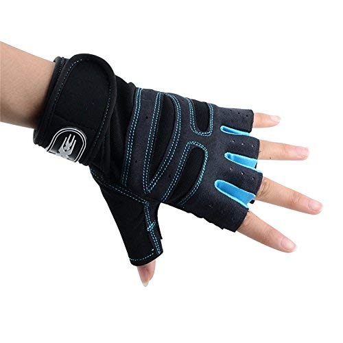 LAFILLETTE Shockproof Anti-Slip Outdoor Professional Road Bike Bicycle Half Finger Cycling Gloves for Men Sport Gloves (Blue, Microfiber) - Image 3