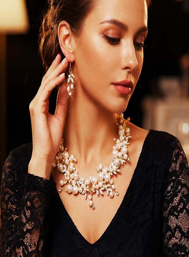 جورايس طقم عقد من اللؤلؤ والأحجار الكريمة من GORAIS، طقم مجوهرات ذهبي لحفلات الزفاف والخطوبة للنساء - Image 3