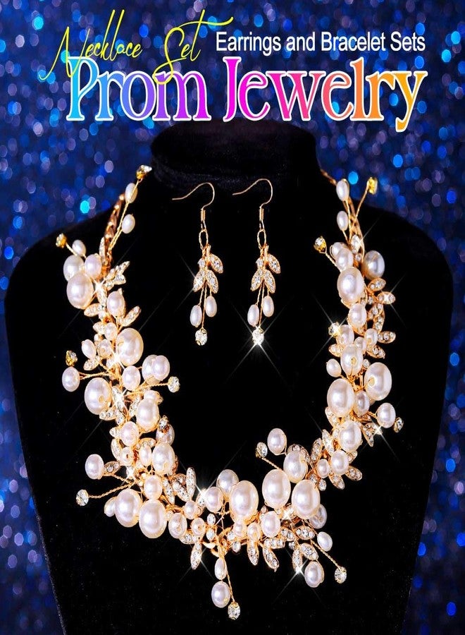 جورايس طقم عقد من اللؤلؤ والأحجار الكريمة من GORAIS، طقم مجوهرات ذهبي لحفلات الزفاف والخطوبة للنساء - Image 2