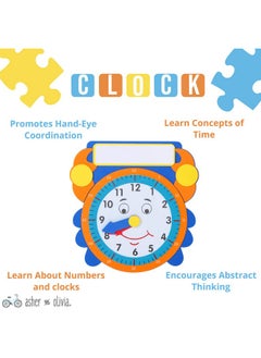 Asher and Olivia Premium Puzzles For Toddlers And Rack Set (7 Pack) Includes 1 Learning Clock 6 Alphabet, Numbers, Shapes, Animals, Cars, Fruits Puzzles  - Image 4