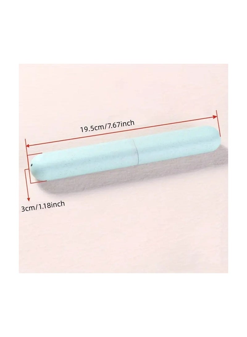 LANGMANNI 2 PCS SET GREEN High-Quality Wheat Straw Toothbrush Case - Portable, Formaldehyde-Free Travel Holder for Personal Care - Image 3