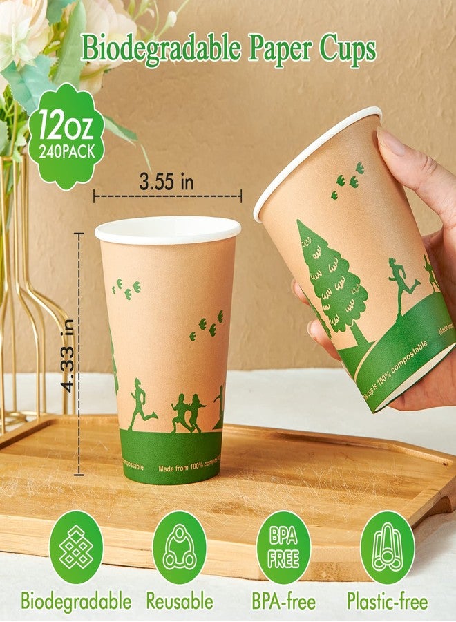 ECOLipak أكواب ورقية قابلة للتحلل الحيوي من إيكوليباك، 240 كوبًا، سعة 12 أونصة، أكواب قهوة ورقية قابلة للتحلل الحيوي للاستخدام مرة واحدة، مبطنة بمادة PLA، أكواب ورقية صديقة للبيئة للمشروبات الساخنة، مثالية للحفلات والنزهات والسفر والمناسبات. - Image 4