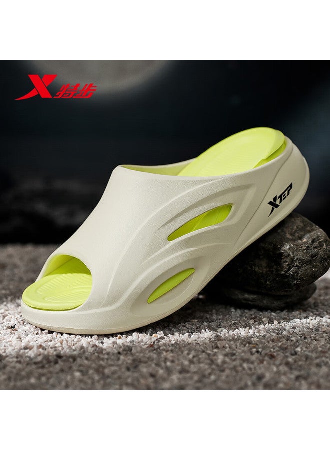 Xtep Men'S Home Outdoor Slippers Soft Elastic Thick-Soled Beach Slippers Men A028 Khaki Green 42-43
