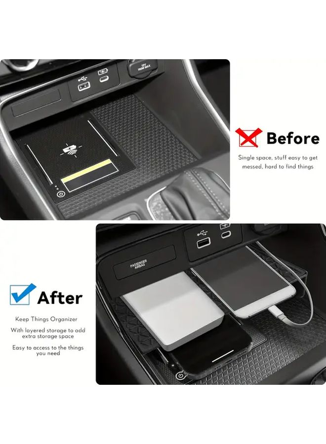 Heavy Duty Black Center Console Organizer Tray with Phone Slot C Port Compatible - Image 3