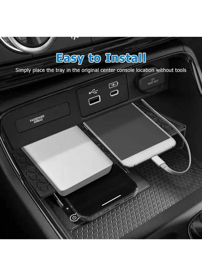 Heavy Duty Black Center Console Organizer Tray with Phone Slot C Port Compatible - Image 4