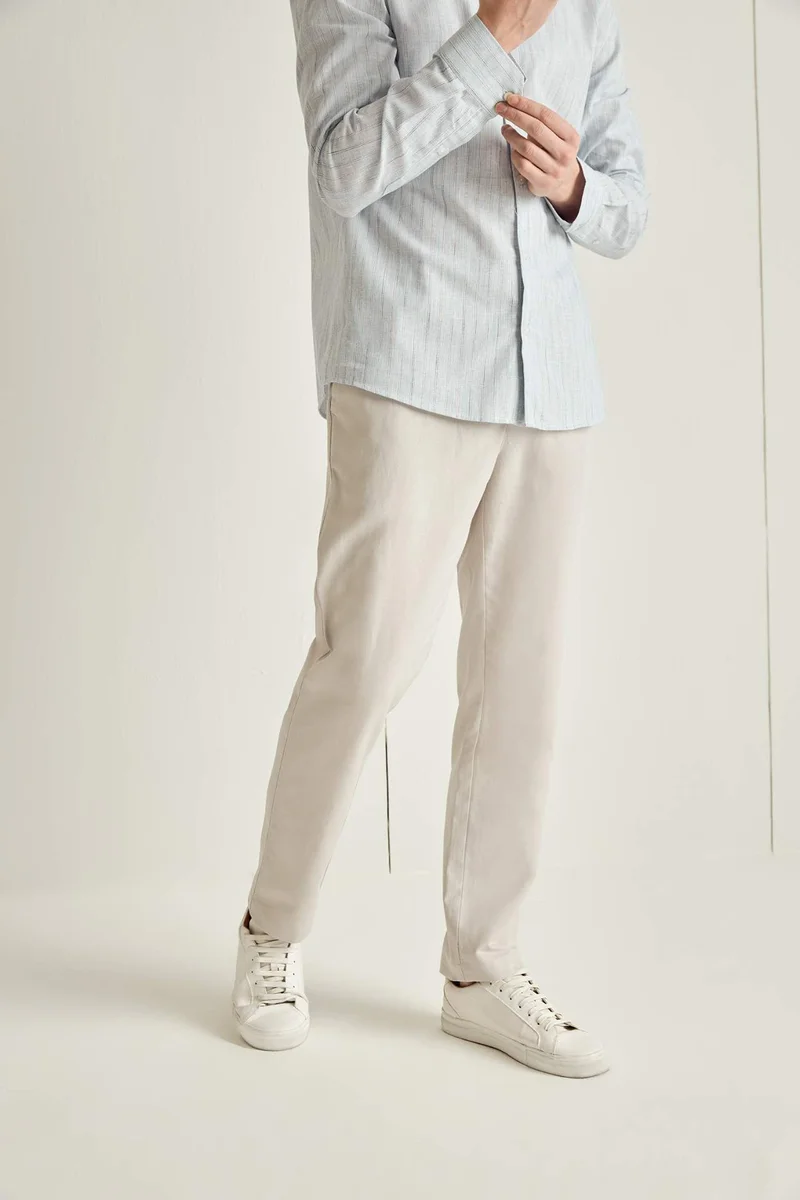 Defacto  Regular Fit Cotton Linen Trousers for Men | Best Price UAE