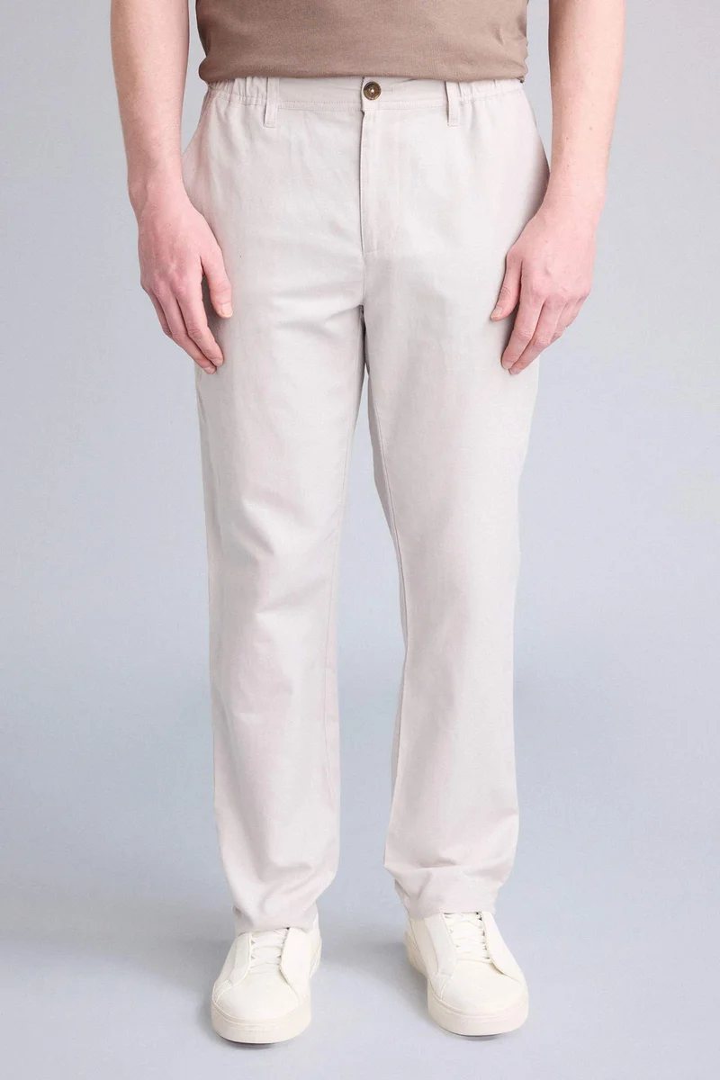 Defacto  Regular Fit Cotton Linen Trousers for Men | Best Price UAE