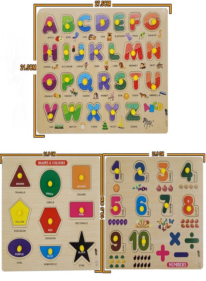 APPSTER Wooden Puzzle Toys for Kids | Montessori Learning Jigsaw Puzzles Game | ABCD Alphabet, Numbers, Shapes Colors & Body Parts Educational Board for Toddlers (Age 3-6 Years) - Image 2