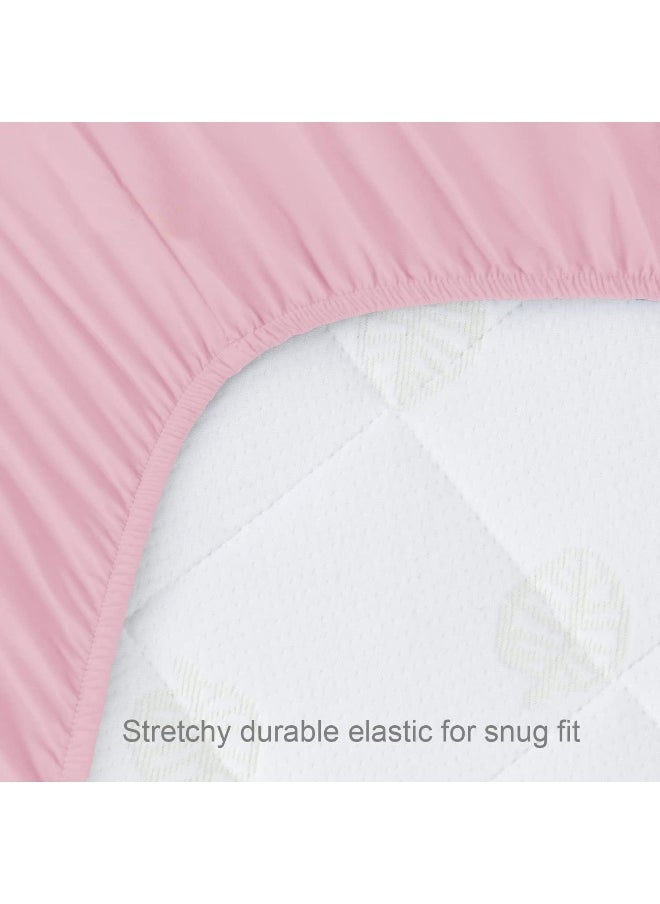Biloban Biloban Pack n Play Sheets 4 Pack, Portable Playard | Mini Crib Sheets, Ultra Soft Microfiber Pack and Play Sheets, Preshrunk, Grey and Pink  - Image 4