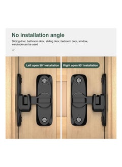 Excefore Flip Door Sliding Latch, 90 Degree Stainless Steel Latch, Safety Sliding Barn Door Lock, Latch Lock, Right Angle Curved Door, Prevent Corrosions, Barn Door Bathroom Lock, Black  - Image 5